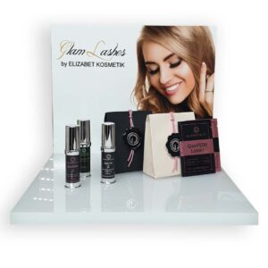 Werbedisplay Glam Lashes mit Produkten