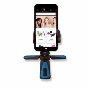 Mini Handy Stativ von Apexel in schwarz und blau und Handy